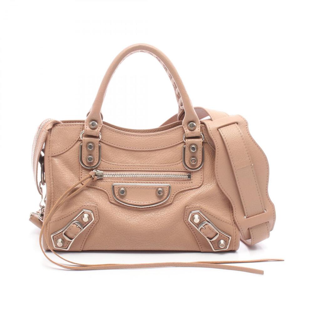 Balenciaga Metallic City Handbag Leather Pink